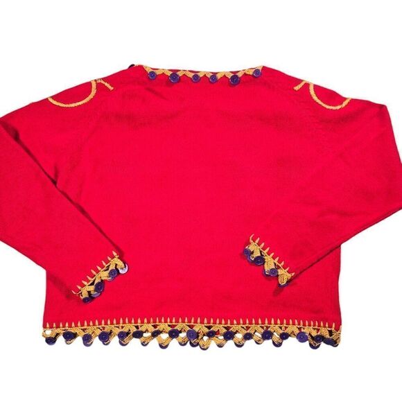 Vtg 1996 Michael Simon Christmas Sweater Size Medium Red Nutcracker Flawed - Picture 2 of 12